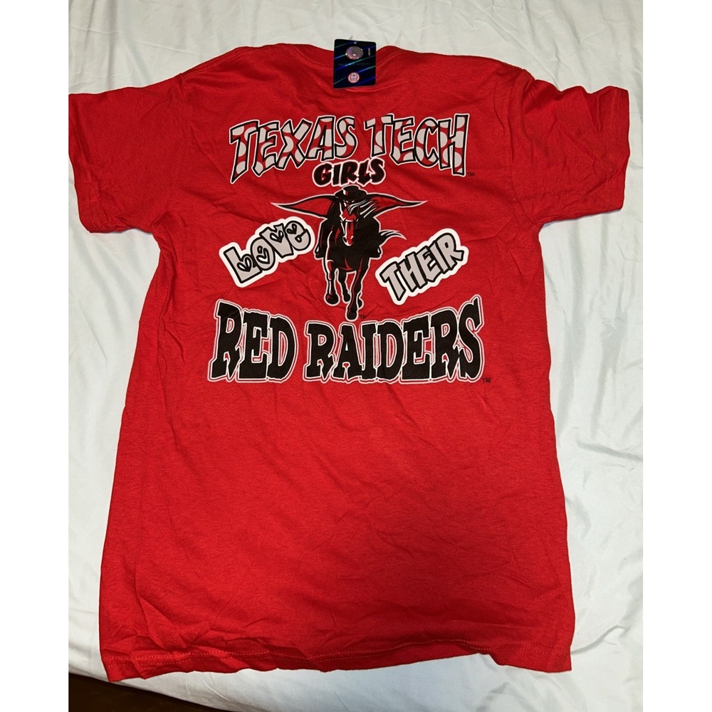 Vintage Texas Tech Raiders Girls Love NCAA College Team Red T-shirt S (b1)